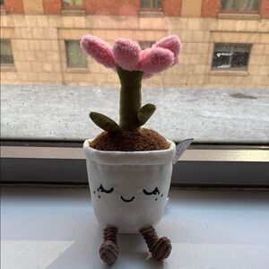 Plush Flower Pot Stuffed Toy - Pink and Brown